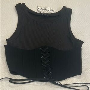 NWT DollsKill Black Corset Tank Top